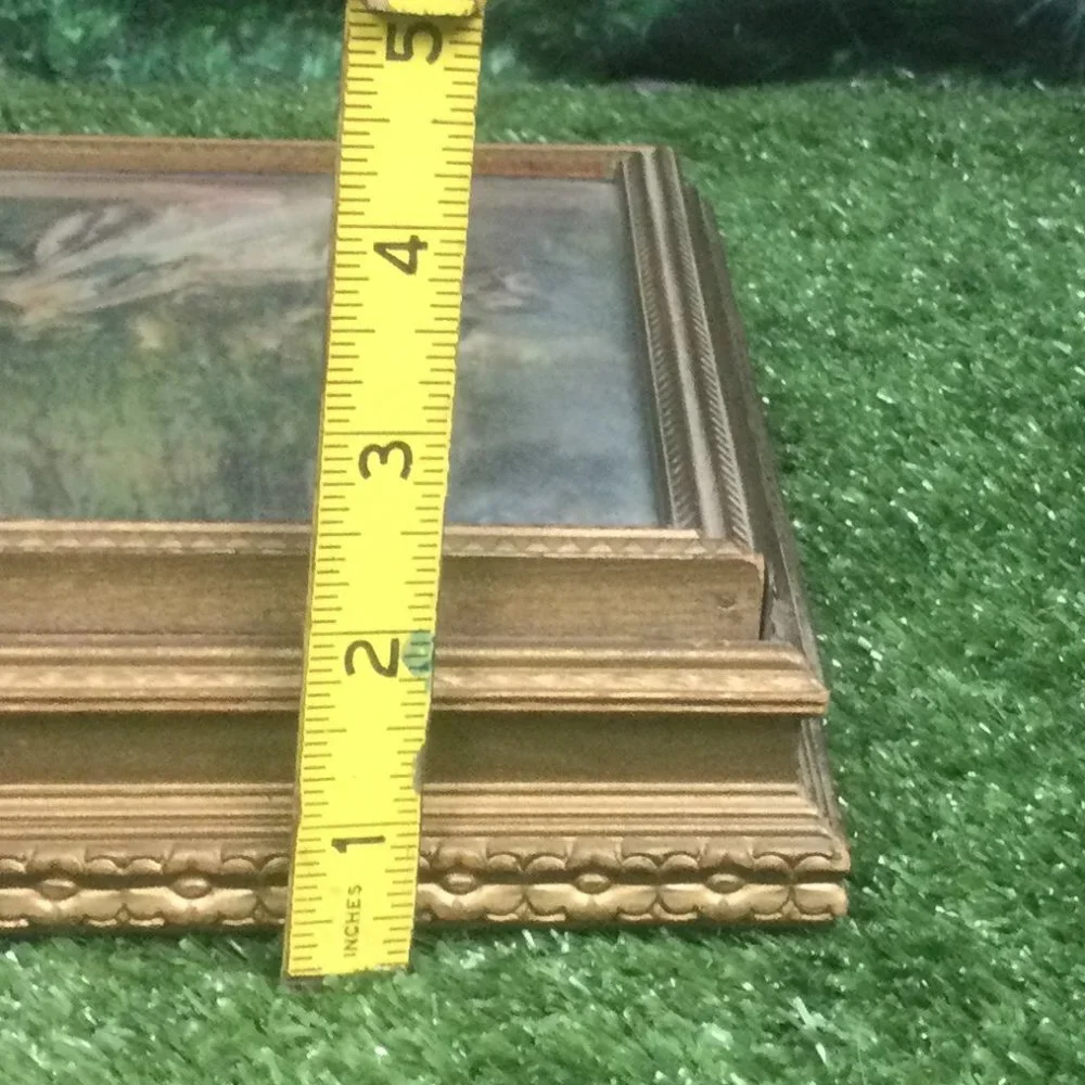 Vintage Mirrored Jewelry Box w/ Framed Art